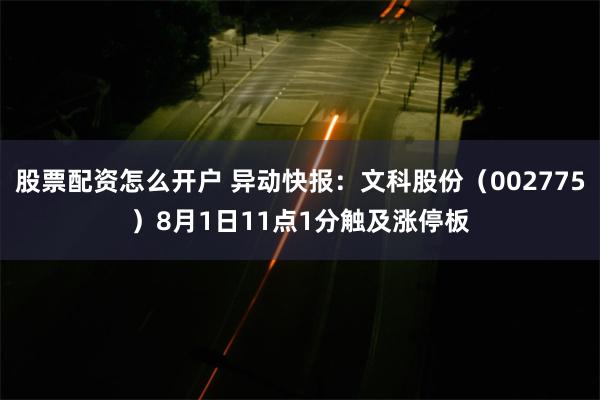 股票配资怎么开户 异动快报：文科股份（002775）8月1日11点1分触及涨停板