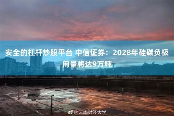 安全的杠杆炒股平台 中信证券：2028年硅碳负极用量将达9万吨