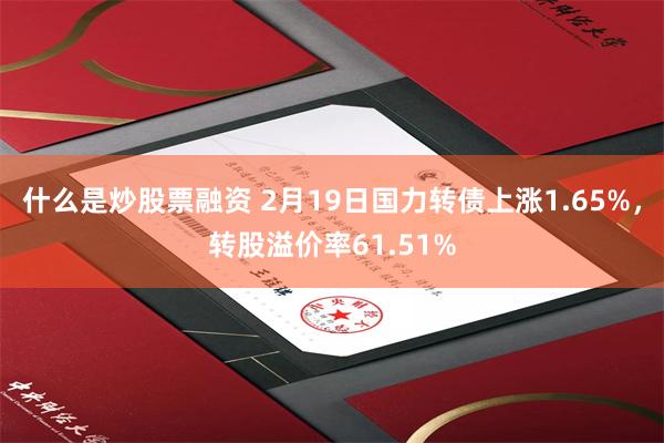 什么是炒股票融资 2月19日国力转债上涨1.65%，转股溢价率61.51%