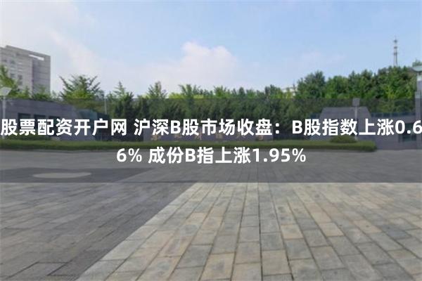 股票配资开户网 沪深B股市场收盘：B股指数上涨0.66% 成份B指上涨1.95%