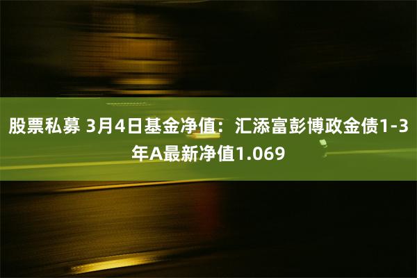 股票私募 3月4日基金净值：汇添富彭博政金债1-3年A最新净值1.069