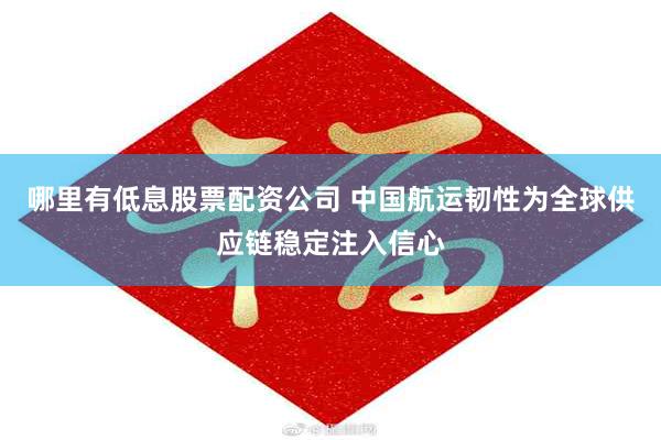 哪里有低息股票配资公司 中国航运韧性为全球供应链稳定注入信心