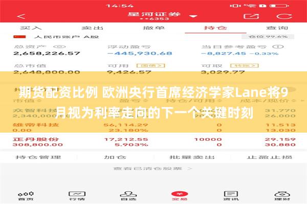 期货配资比例 欧洲央行首席经济学家Lane将9月视为利率走向的下一个关键时刻